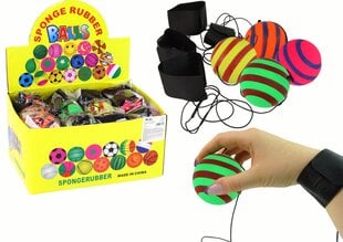 Мяч на резинке с браслетом 6 см, 4 цвета цена и информация | Развивающие игрушки | pigu.lt