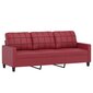 Trivietė sofa vidaXL, raudona kaina ir informacija | Sofos | pigu.lt