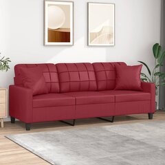 Trivietė sofa vidaXL, raudona цена и информация | Диваны | pigu.lt