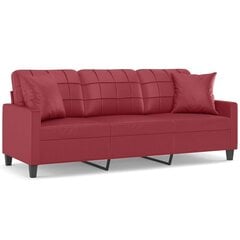 Trivietė sofa vidaXL, raudona цена и информация | Диваны | pigu.lt