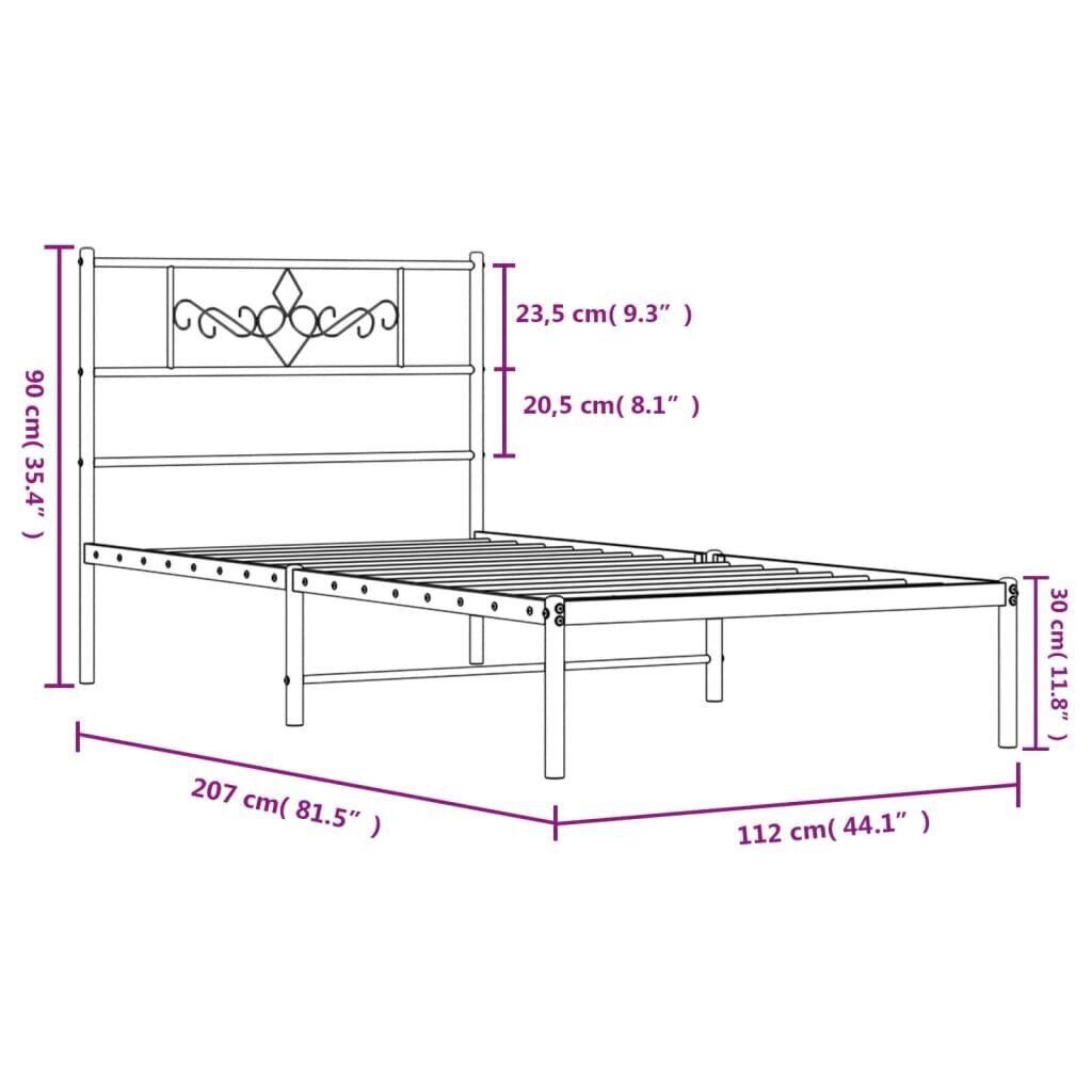 Lovos rėmas vidaXL, 107x203 cm, juodas kaina ir informacija | Lovos | pigu.lt