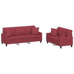 2-ių dalių sofos komplektas vidaXL, raudonas kaina ir informacija | Sofos | pigu.lt