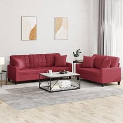 2-ių dalių sofos komplektas vidaXL, raudonas kaina ir informacija | Sofos | pigu.lt