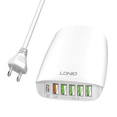 Зарядное устройство для телефона LDNIO A6573C, 5x USB, 65Вт, 1.5 м (white) цена и информация | Зарядные устройства для телефонов | pigu.lt