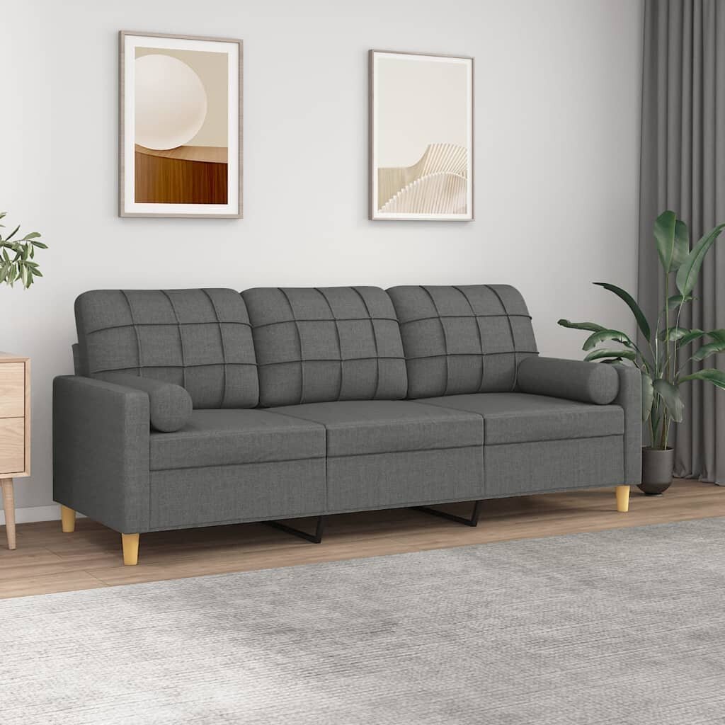 Trivietė sofa vidaXL, pilka kaina ir informacija | Sofos | pigu.lt