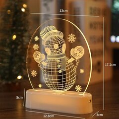 Праздничный 3D светильник - Снеговик цена и информация | Рождественское украшение CA1031, 10 см | pigu.lt