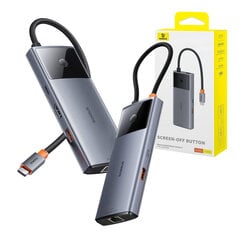 Hub 6in1 Baseus Metal Gleam 2 Series, USB-C to 2xUSB 3.0 +USB-C + HDMI + USB-C PD + Ethernet RJ45 цена и информация | Адаптеры, USB-разветвители | pigu.lt