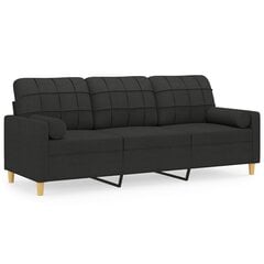 Trivietė sofa vidaXL, juoda kaina ir informacija | Sofos | pigu.lt