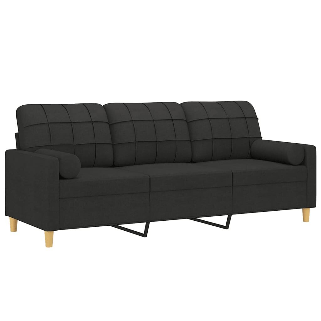 Trivietė sofa vidaXL, juoda kaina ir informacija | Sofos | pigu.lt