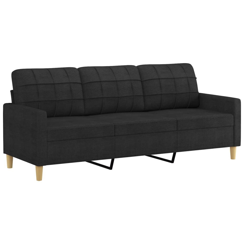 Trivietė sofa vidaXL, juoda kaina ir informacija | Sofos | pigu.lt