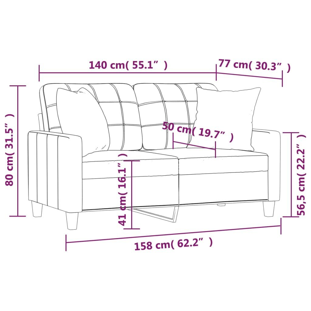 Sofa vidaXL, raudona цена и информация | Sofos | pigu.lt