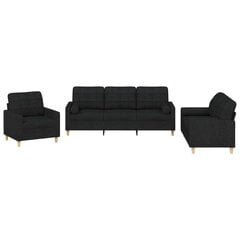 3-ių dalių sofos komplektas vidaXL, juodas цена и информация | Диваны | pigu.lt