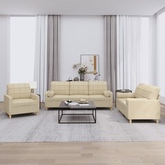 3-ių dalių sofos komplektas vidaXL, smėlio spalvos цена и информация | Диваны | pigu.lt