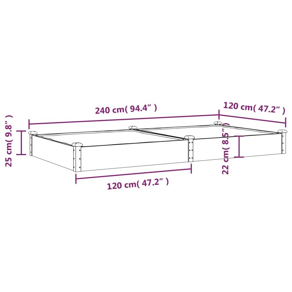 Sodo lovelis su įdėklu vidaXL, 240x120x25cm kaina ir informacija | Loveliai | pigu.lt