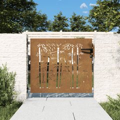 vidaXL Sodo vartai, 85x100cm, corten plienas, bambuko dizaino kaina ir informacija | Tvoros ir jų priedai | pigu.lt