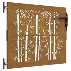 vidaXL Sodo vartai, 85x100cm, corten plienas, bambuko dizaino kaina ir informacija | Tvoros ir jų priedai | pigu.lt