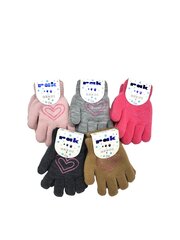 Перчатки для девочек Rak R-104DB DB, сердечко, серые цена и информация | Зимняя одежда для детей | pigu.lt