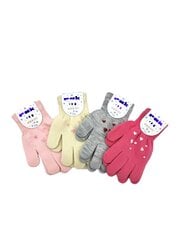 Перчатки для девочек Rak R-012A, Сердечки, розовые цена и информация | Зимняя одежда для детей | pigu.lt
