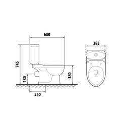 Unitazas Gotland Irida horizontalus 3/6l, sėdynė PP Soft Close, pilka kaina ir informacija | Klozetai | pigu.lt