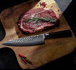 Нож из дамасской стали Kirosaku, длина лезвия 20 см, серебряный/серый цена и информация | Ножи и аксессуары для них | pigu.lt