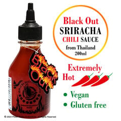 Sriracha Blackout ekstremalus aštrus čili padažas Flying Goose Brand, 200ml kaina ir informacija | Padažai | pigu.lt