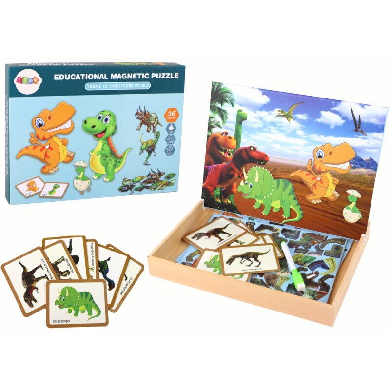 Edukacinių magnetinių kortelių su dinozaurais rinkinys Lean Toys kaina ir informacija | Lavinamieji žaislai | pigu.lt