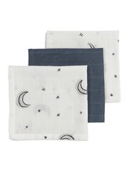 Marlinių (muslino) vystyklų komplektas, 3 vnt. 70x70, Meyco Baby (Moon multi Indigo) 152AEBX04M3-3 kaina ir informacija | Vystyklai ir vystymo priemonės | pigu.lt