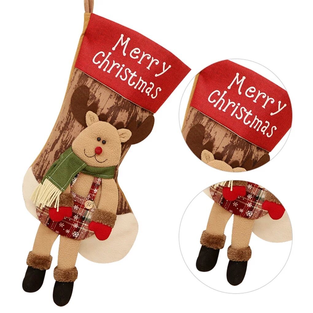 Kalėdinės pakabinamos kojinės Šiaurės elnias цена и информация | Kalėdinės dekoracijos | pigu.lt