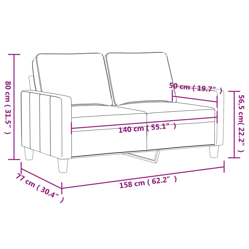 Dvivietė sofa vidaXL, smėlio spalvos kaina ir informacija | Sofos | pigu.lt