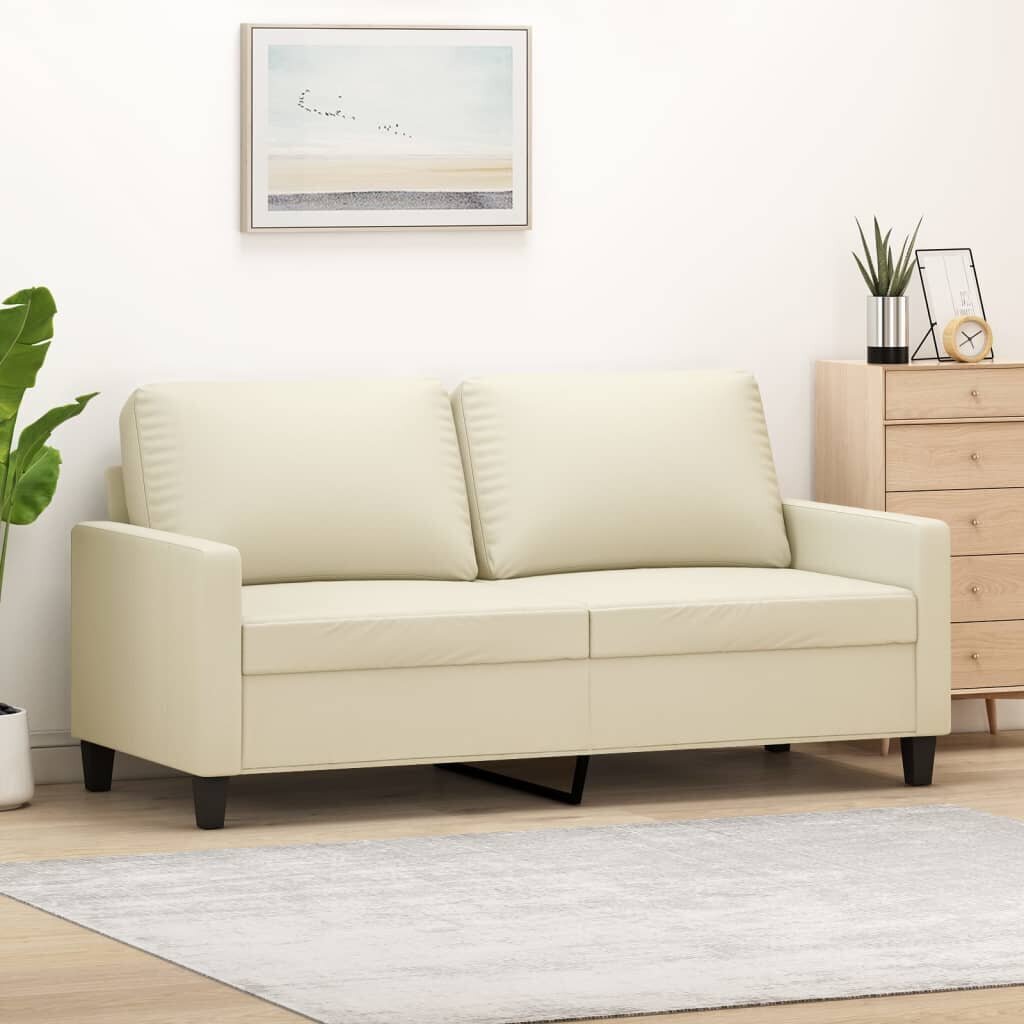 Dvivietė sofa vidaXL, smėlio spalvos kaina ir informacija | Sofos | pigu.lt