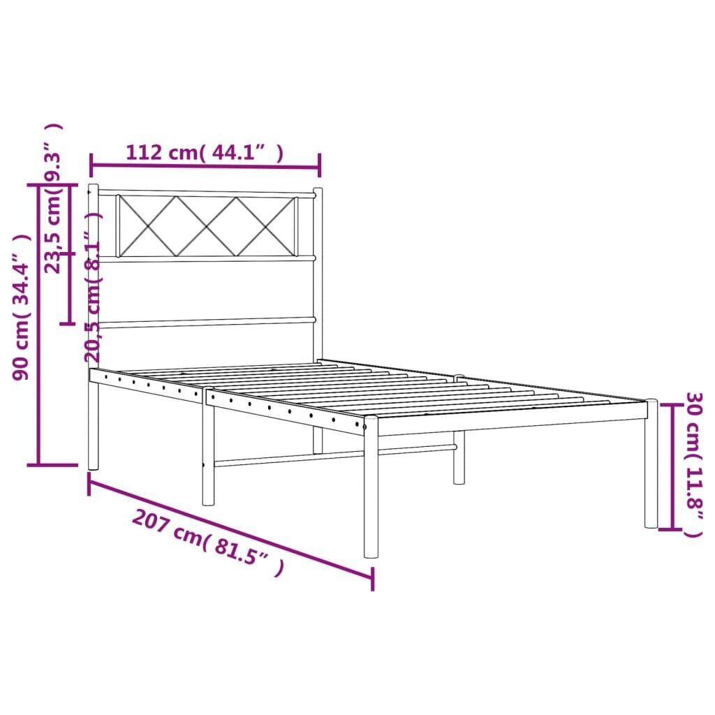 Lovos rėmas vidaXL, 107x203 cm, baltas kaina ir informacija | Lovos | pigu.lt