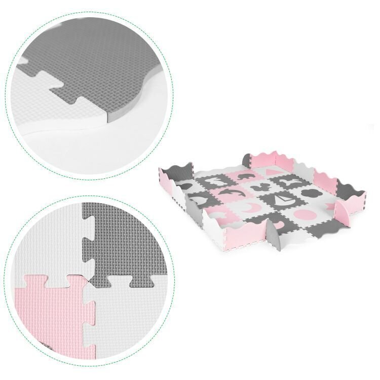 Kilimėlis-dėlionė su tvorele Eco Toys Ecoeva013, rožinis kaina ir informacija | Lavinimo kilimėliai | pigu.lt
