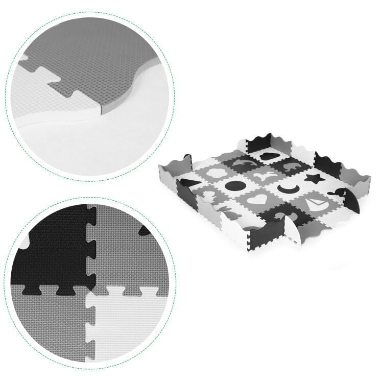 Kilimėlis-dėlionė su tvorele Eco Toys ECOEVA012, juodas-pilkas kaina ir informacija | Lavinimo kilimėliai | pigu.lt