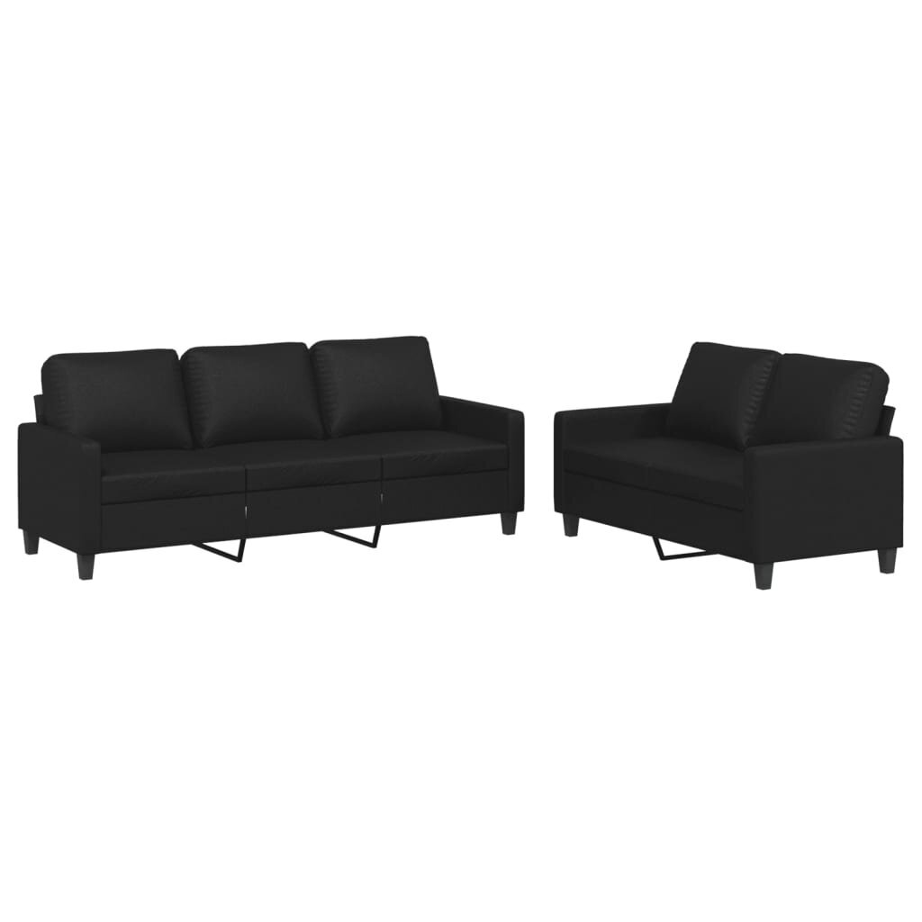 2-ių dalių sofos komplektas vidaXL, juodas kaina ir informacija | Minkštų baldų komplektai | pigu.lt