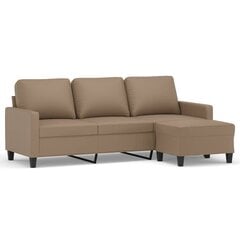 Trivietė sofa vidaXL, ruda kaina ir informacija | Sofos | pigu.lt