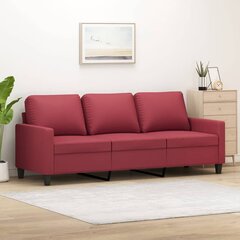 Trivietė sofa vidaXL, raudona цена и информация | Диваны | pigu.lt