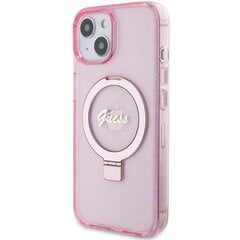 Guess IML Ring Stand Glitter MagSafe Case for iPhone 15 Purple цена и информация | Чехлы для телефонов | pigu.lt