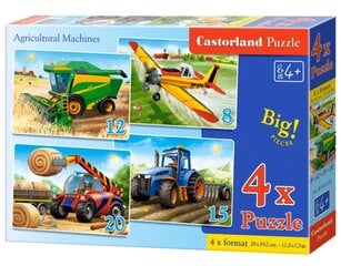 Dėlionė Castorland 4in1 žemės ūkio technika, 55 d. kaina ir informacija | Dėlionės (puzzle) | pigu.lt