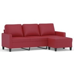 Trivietė sofa vidaXL, raudona kaina ir informacija | Sofos | pigu.lt
