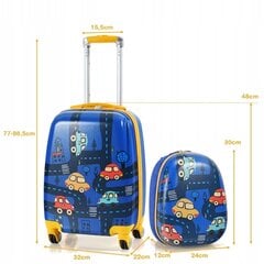Vaikiškas kuprinės ir lagamino rinkinys Costway, 40l, mėlynas kaina ir informacija | Lagaminai, kelioniniai krepšiai | pigu.lt