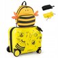 Vaikiškas kuprinės ir lagamino rinkinys Costway, 26l, geltonas цена и информация | Lagaminai, kelioniniai krepšiai | pigu.lt