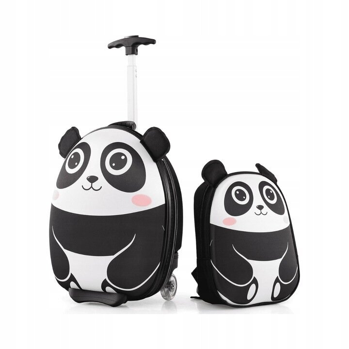 Vaikiškas kuprinės ir lagamino rinkinys Costway panda, juodas цена и информация | Lagaminai, kelioniniai krepšiai | pigu.lt