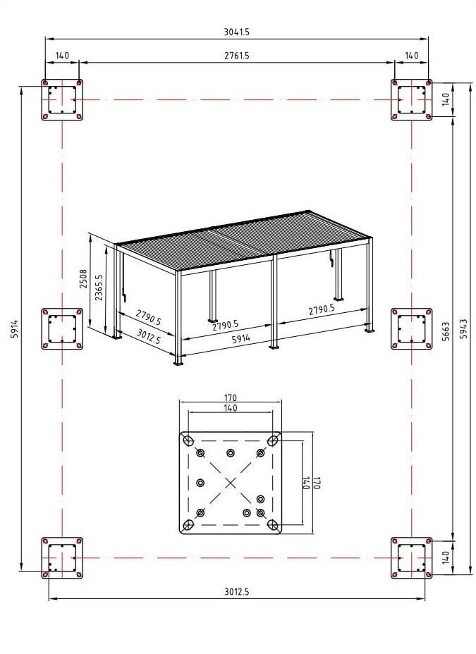 Pavėsinė Pergola Premium 3x6m, balta kaina ir informacija | Pavėsinės | pigu.lt