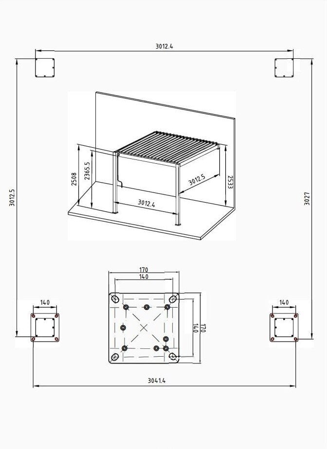 Pavėsinė Pergola Premium Wall 3x3 montuojama prie sienos, balta kaina ir informacija | Pavėsinės | pigu.lt