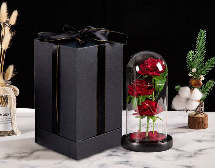 Amžina rožė stiklinėje Eternal LED kaina ir informacija | Miegančios rožės, stabilizuoti augalai | pigu.lt