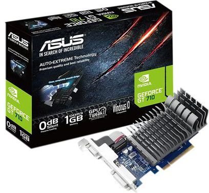 Asus GeForce GT 710 1GB DDR3 (64 bit) DVI, HDMI, D-Sub (710-1-SL) kaina ir informacija | Vaizdo plokštės (GPU) | pigu.lt