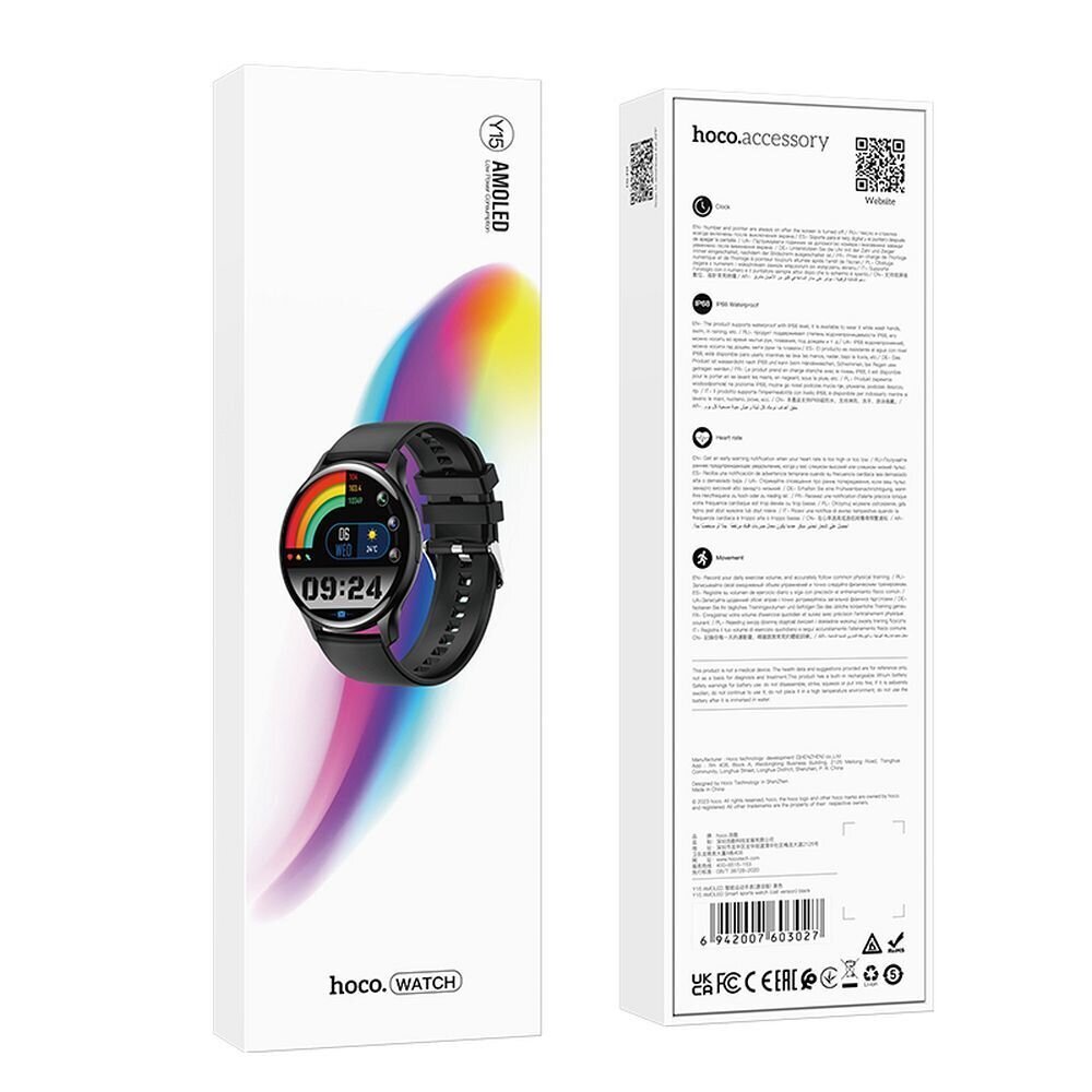 Hoco Y15 Black kaina ir informacija | Išmanieji laikrodžiai (smartwatch) | pigu.lt