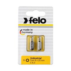 Atsuktuvų antgaliai Felo Torx 8, 25 mm, 2 vnt цена и информация | Механические инструменты | pigu.lt