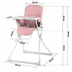 Aukšta maitinimo kėdutė RicoKids, pink kaina ir informacija | Maitinimo kėdutės | pigu.lt