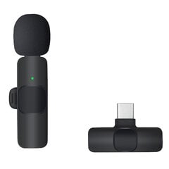 CP K8 Mini USB-C Belaidės telefono klipšo garsas mikrofonas su triukšmų izoliacija (5.7x1.5cm) Juodas kaina ir informacija | Mikrofonai | pigu.lt